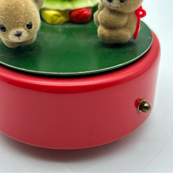 Rare Vtg TOYO Christmas Music Box Flocked Bears & Tree “white Christmas” Japan - Picture 6 of 13